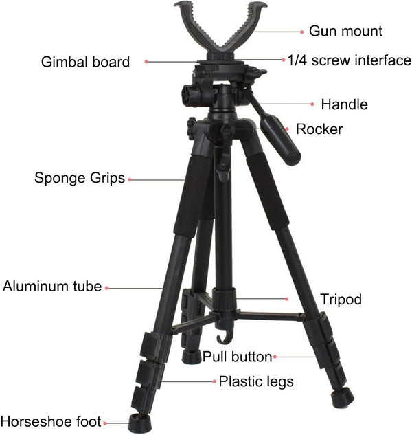Rifle Gun Shooting Stick Tripod Rifle & Camera Steady Shot Hunting 1.5m Extend