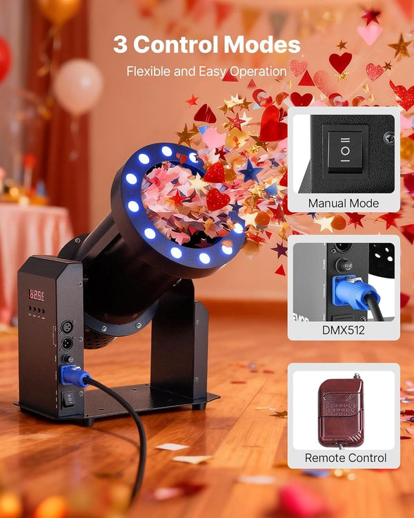 1500W Party Confetti Cannon Launcher LED Confetti Machine Stage Effect Show AU