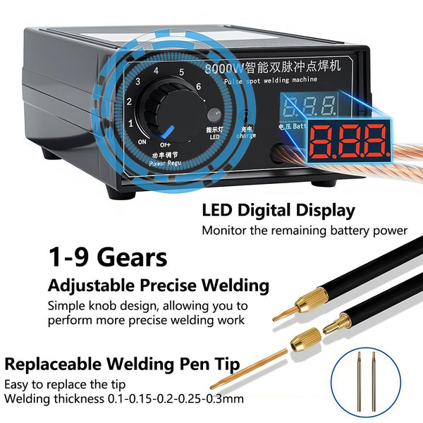 8000W Spot Welder Battery Welding Machine for 18650 Lithium Batteries Power