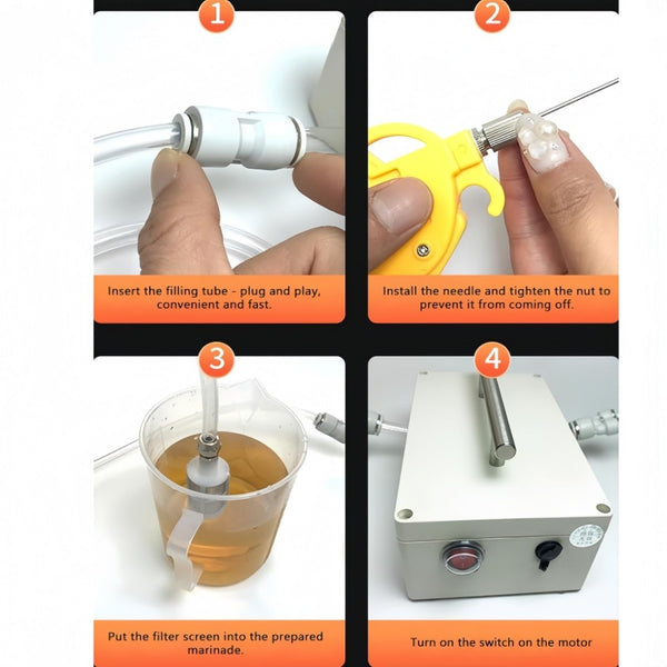 65W Electric Meat Marinade Injector Pump Flavor Syringe for Lamb Beef Pork BBQ