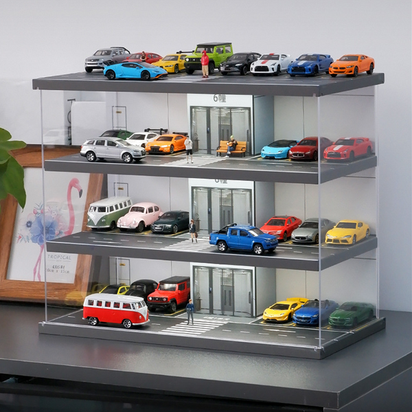 1:64 Scale Diecast Model Car Display Case with USB Light for Hot Wheels Matchbox