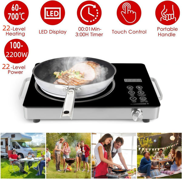 Electric Induction Cooktop Fast Touch Infrared Burner Portable Cooktop 2200W