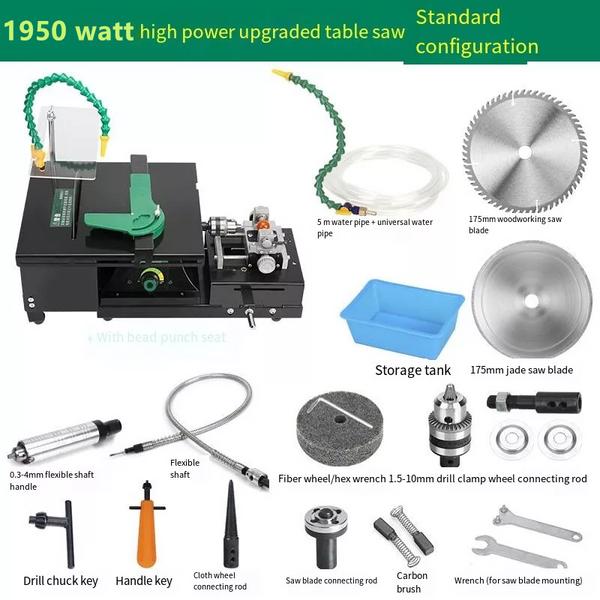 1950W Gem Jewelry Rock Cutting Bench Lathe Table Saw Punching Polisher Machine
