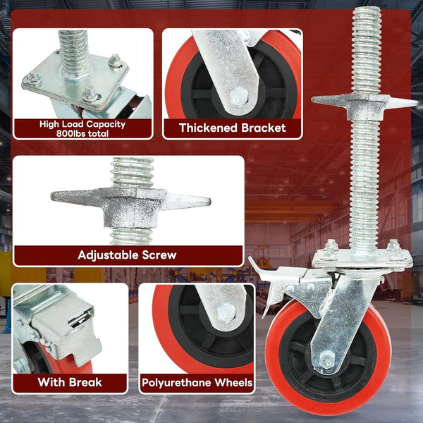 6 inch Rolling Scaffolding Wheels 4 Pack Scaffolding Caster Wheels with Brake AU