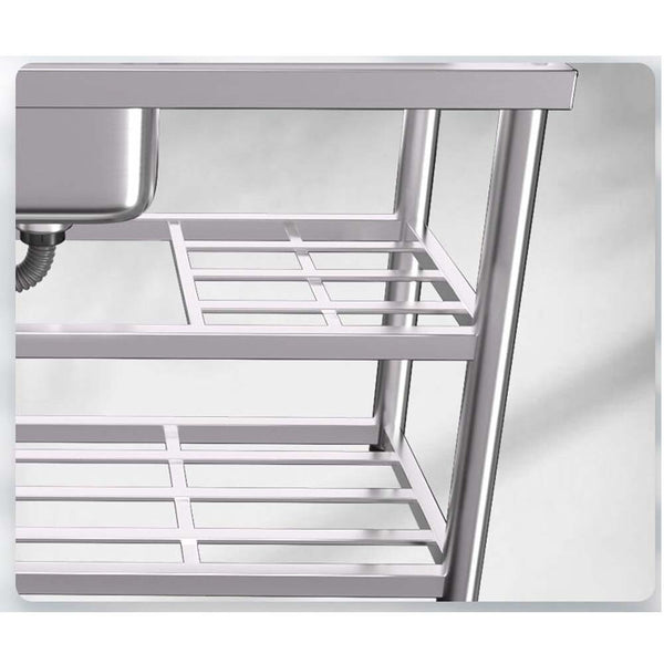 Stainless Steel Kitchen Bench Work Table Commercial Sinks Splashback 120cmX80cm