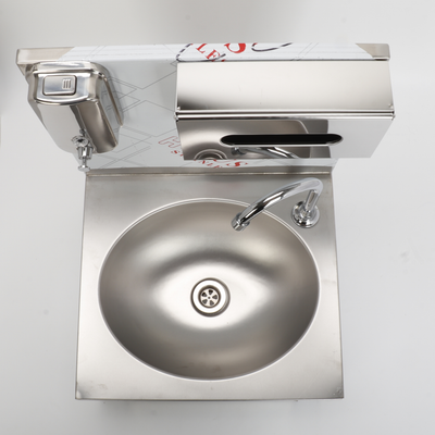 Wall-mounted Washbasin Knee Operated Sink With Faucet Soap & Towel Dispenser AU
