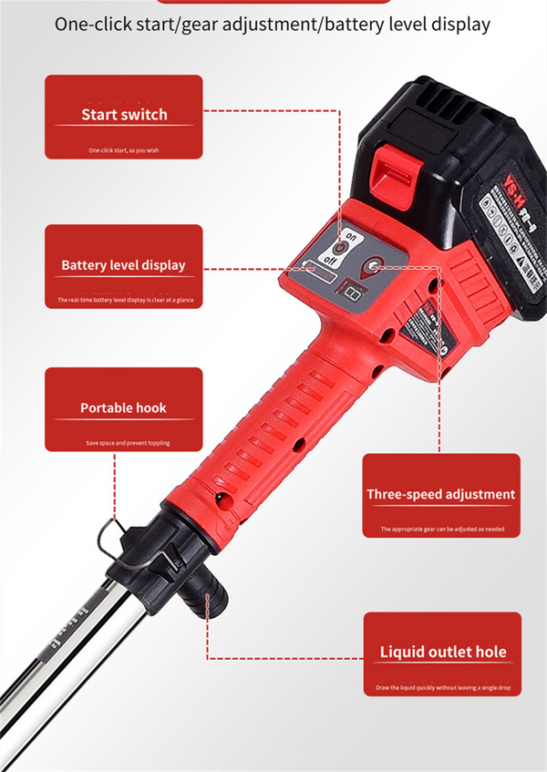 Cordless Stick Water Transfer Pump w/ Built-In Battery 3 Gear Adjustment 50L/min