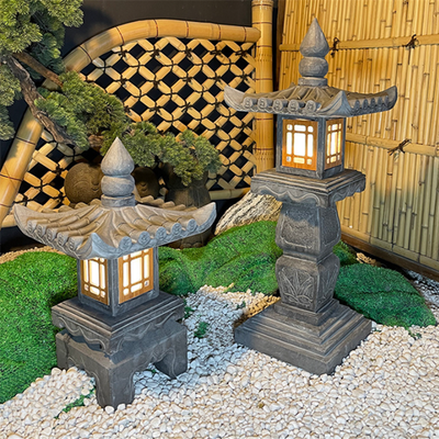 Decor Pagoda Lantern Outdoor Statue Handcast Polyresin Garden Statue