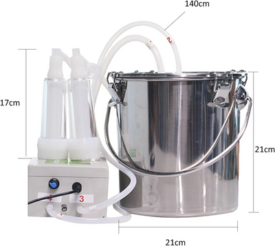5L Pulsation Cow Milking Machine With Stainless Steel Milker Bucket Vacuum Pump