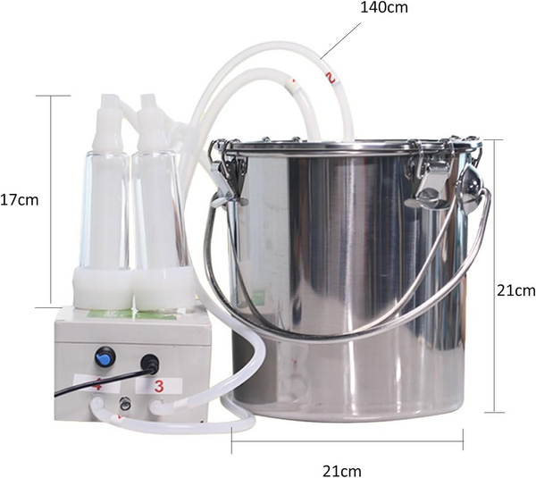 5L Pulsation Cow Milking Machine With Stainless Steel Milker Bucket Vacuum Pump