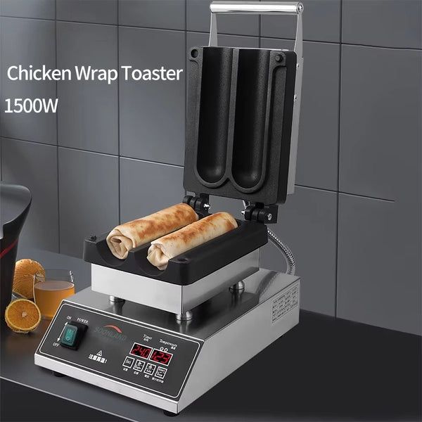 Commercial Burrito Maker 2 Grid Chicken Wraps Toaster 1500W 50-300℃ Non-Stick