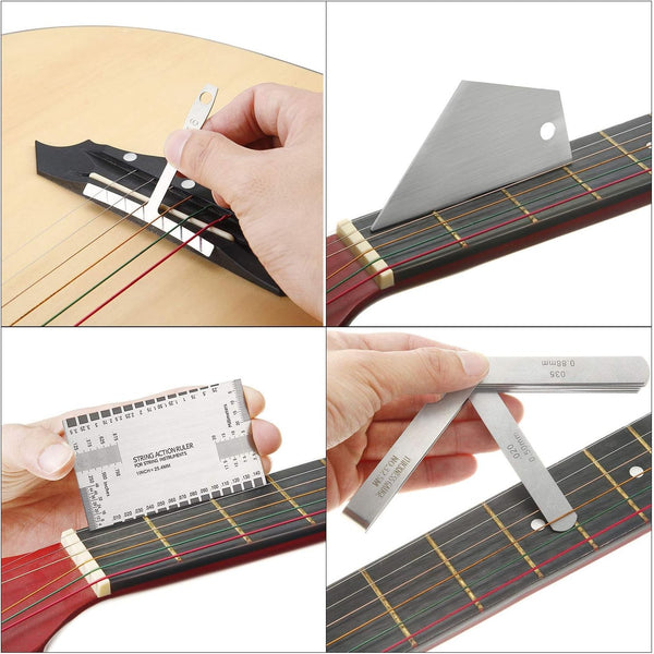 17 Pcs Guitar Luthier Tool Radius Gauge String Action Ruler Guitar Bass Setup