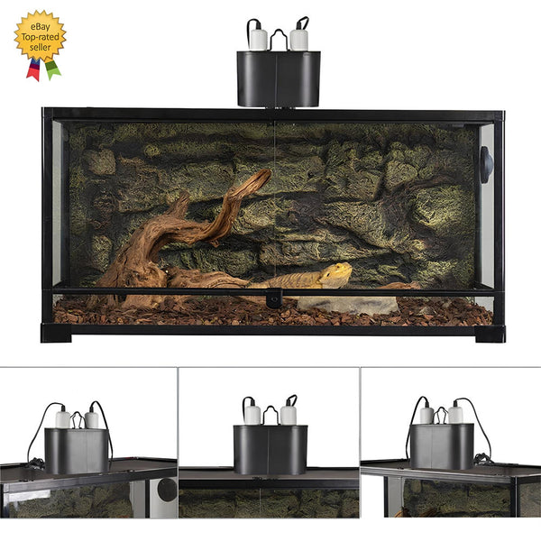 Reptile Lamp Double Dome UVB Light Head For Turtle Lizard with Separate Switches