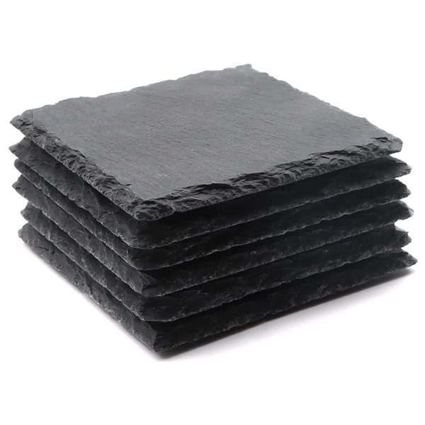 10Pack Square Slate Drink Coasters 4 Inch Slate Stone Coasters Bulk Cup Coasters