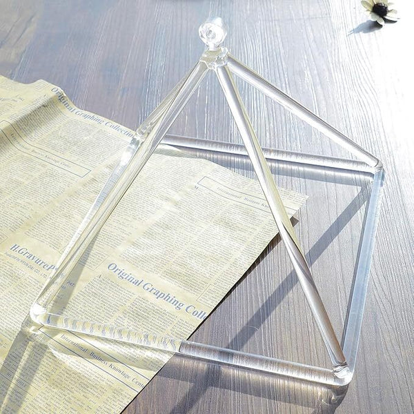Quartz Crystal Pyramid Sound Healing Singing Clear Pyramid Triangle Crystal 8in
