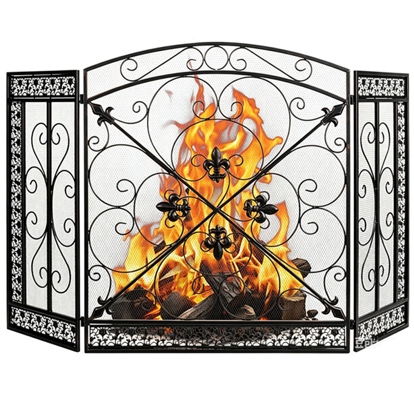 Retro Fire Screen Fireplace Gate Decor Fireguards Mesh Cover Hireplace Partition
