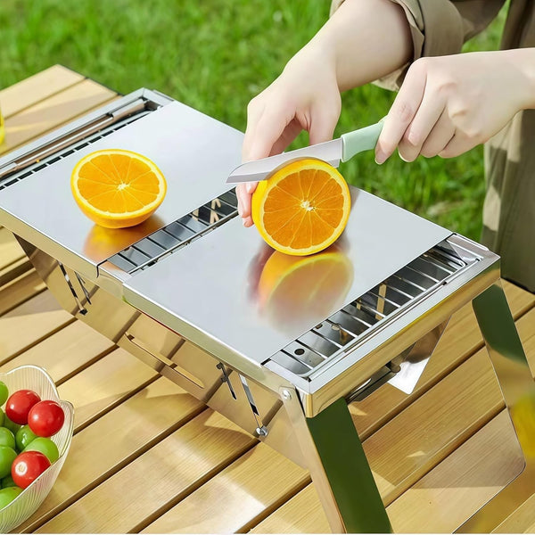 Foldable Small Charcoal Grill Stainless Steel BBQ Grill for Camping Picnic Beach