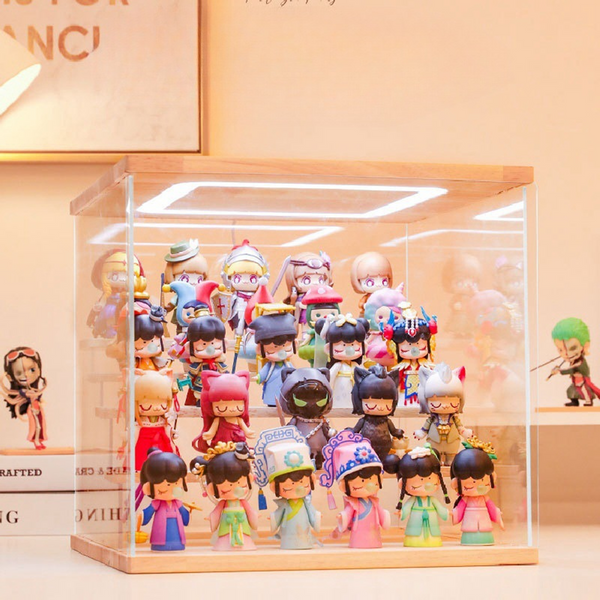 Clear Acrylic Display Case Stand With LED Light 5 Tier Storage Box Showcase