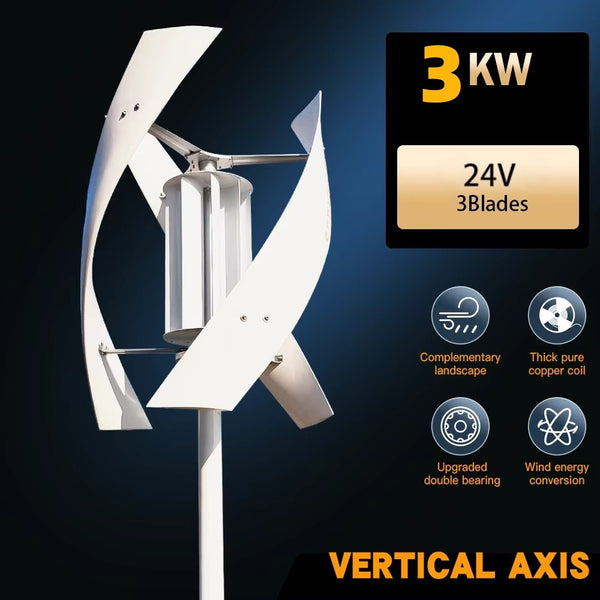 3KW 24V Vertical Axis Wind Turbine Generator Wind Turbine Intelligent Controller