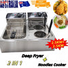 Commercial Electric Deep Fryer Benchtop Pasta Cooker w/ 2 Noodles Filters 6L+6L