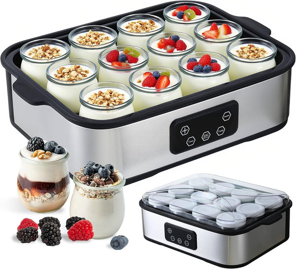 8/12 Glass Jars Probiotic Yogurt Maker Time & Temp Control Automatic Digital