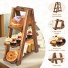 3 Tier Cupcake Stand Wooden Foldable Cake Stand with Removable Trays for Party