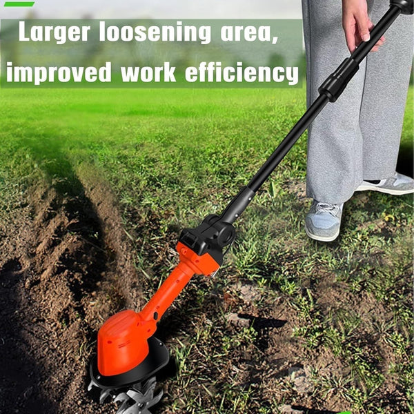 2-in-1 Cordless Cultivator Tiller Rotary Hoe Electric Rototiller with 2 Battery