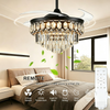 42" Crystal Ceiling Fan Lights with Remote 6 Wind Speed Crystal Chandelier Fan