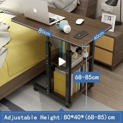 Overbed Bedside Table with Rolling Wheels Adjustable Laptop Desk Home Bed Tray