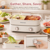 Electric Hot Pot Dual Sided with Divider Detachable Nonstick Shabu Hotpot Cooker