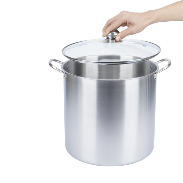 9Pcs Canning Pot Set Water Bath Canner Stainless Steel with Glass Lid 21.5 Quart