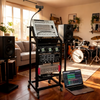 16U Audio Equipment Rack Rolling Network Rack AV Rack Stand with Wheels&Mic rack