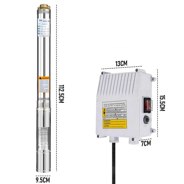 2HP/1500W Submersible Bore Pump Deep Well Water Pump Irrigation 6m³/H +40m Cable