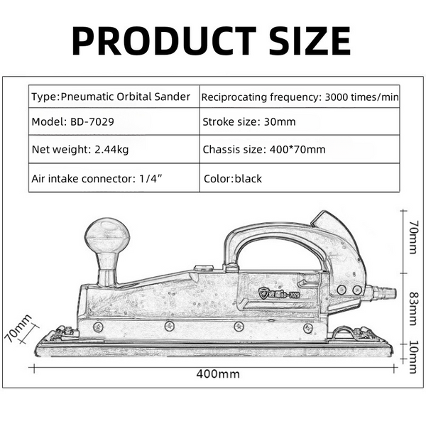 Air Sander Straight Line Pneumatic Sander 70*445mm 3000rpm Double Piston