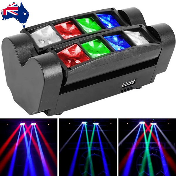 8LED Disco Stage Light DJ Light LED Spider Laser RGBW Moving Head Beam DMX Party