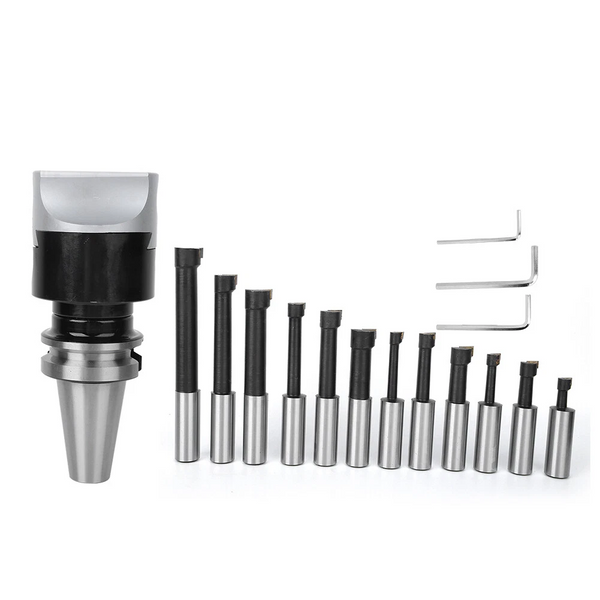 3" Boring Head With BT40 1-1/2"-18 Shank & 12Pcs Carbide Boring Bar For Milling