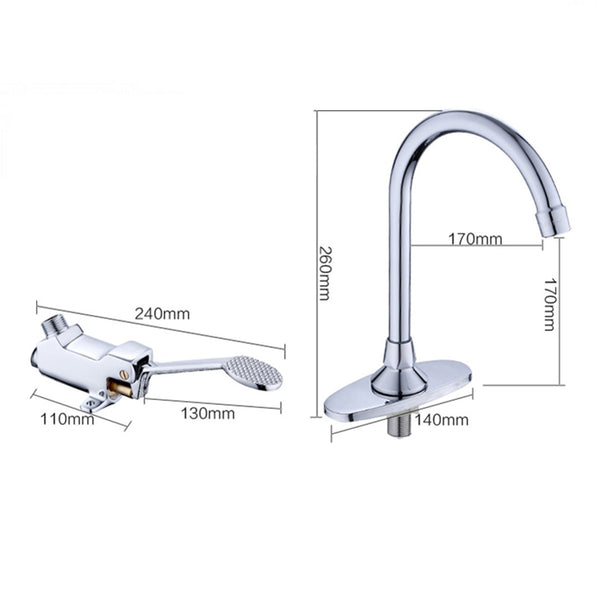 Foot Pedal Tap Control Switch Floor Sink Faucet Valve Full Sets Hands Foot Valve