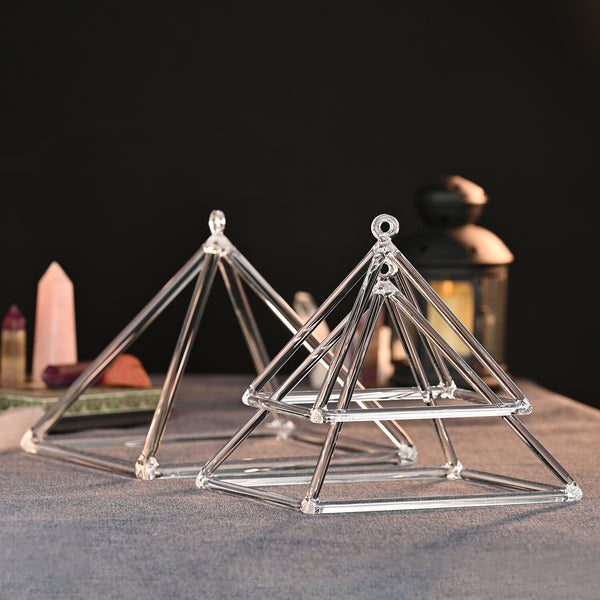 Quartz Crystal Pyramid Sound Healing Singing Clear Pyramid Triangle Crystal 8in