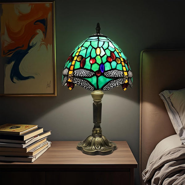 Retro Baroque LED Table Lamps Stained Glass Desk Lights Bedroom Reading Decor