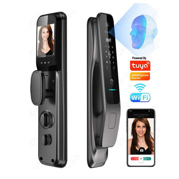 Smart Door Lock Video Voice Intercom Camera Fingerprint Unlock with 14 languages