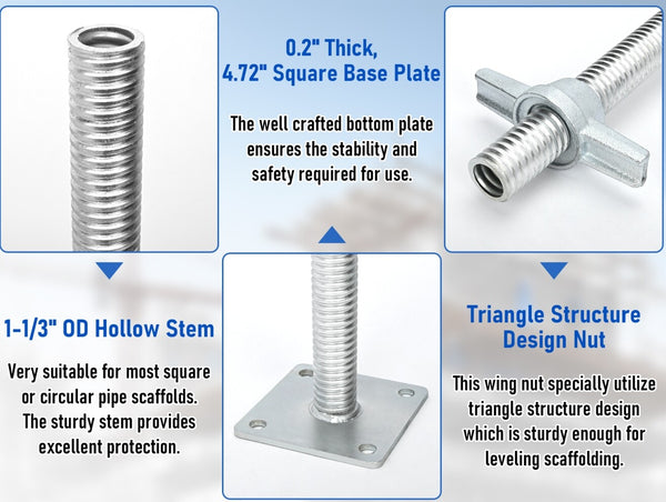 4 Pack Adjustable Leveling Jacks Feet 18/24" Baker-Style Scaffolding Equipment