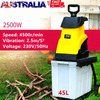 2500W Electric Wood Chipper Crushing Impact Shredder Garden Mulcher On Wheels AU