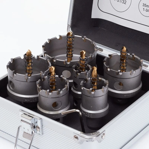 6 PCS 22-65mm Carbide Tip TCT Drill Bit Hole Saw Set for Metal Stainless Steel
