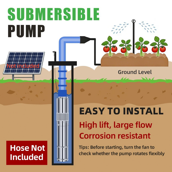 3" DC Deep Well Solar Water Bore Pump Submersible 210W 36V 1200L/H Ranch Farm AU