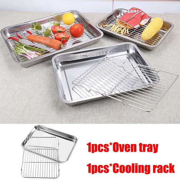 Stainless Steel Baking Pan Oven Tray Cookie Sheet Commercial Roasting Deep Pans