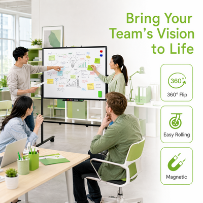Magnetic Mobile White Board 90*60cm Double Sided Erase Board Rolling ON Wheels