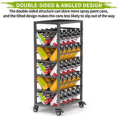 50 Can Spray Paint Storage Rack Aerosol Storage Cart Rolling Spray Bottle Holder