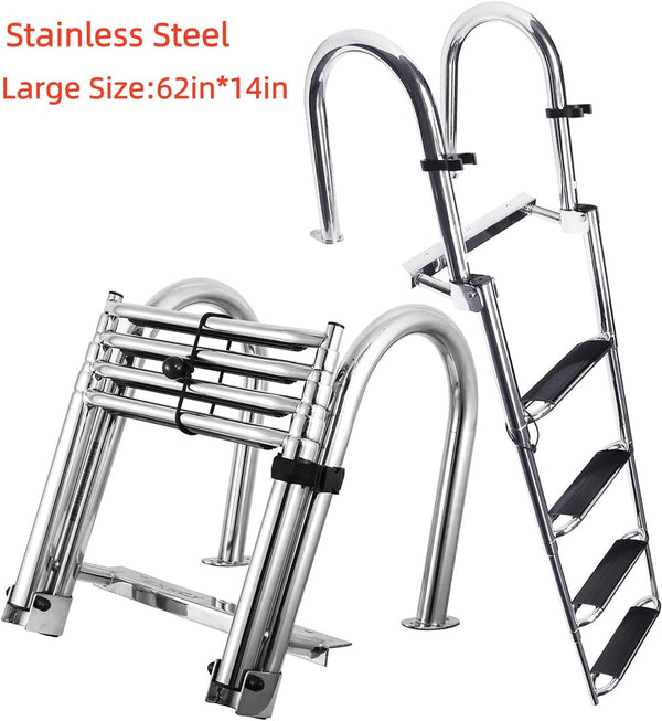 4 Steps Boat Ladder Telescoping Telescopic Yacht/Pontoon Ladder Boarding Ladder