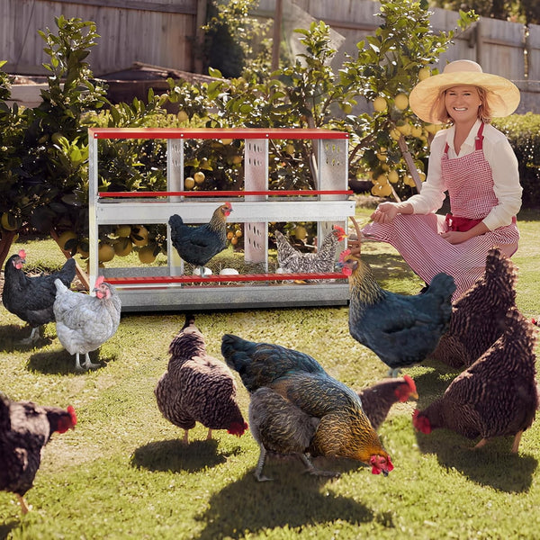 6 Hole Chicken Hen Coop Hutch Inside Outside Roll Away Lay Egg Nesting Box Metal