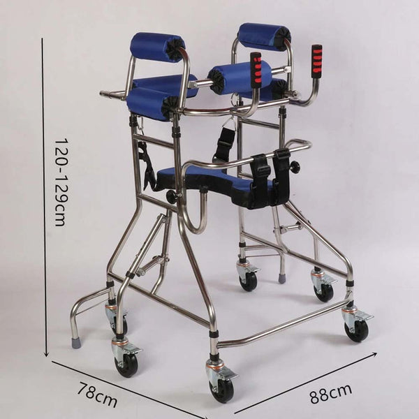 Mobility Walking Aid Walker Frame w/6 Wheels&Seat For Handicapped Rehabilitation